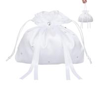 Générique Sachet Présent Blanc à Cordon en Tissu Simple et Élégant pour Mariage, Pochette Versatile à Main de Demoiselle D'honneur Fermeture Coulissante Pratique