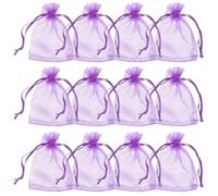 Générique Sachets Présents en Organza Transparent 7x9 Cm Violet Foncé, Lot de 100 Paquet à Cordon de Serrage Satin, Pochettes Pratiques pour Bijoux, Bonbons et Petits Trésors, Emballage