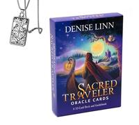 Générique Sacred Traveler Oracle Cards - Pocket Edition, Comprend des Cartes Oracle et Un Collier, Parfait pour Les débutants