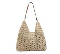 Générique sacs tissés pour femme Grand sac fourre-tout en paille tissée à la main for femme, idéal for les vacances d'été ou festivals(Beige)