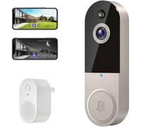 Générique Safe Doorbell, Safe Doorbell Camera Wireless, Wireless Wi-FI Video Doorbells, 1080p Smart Wirelesses Video Doorbells Camera Chime (Beige,1Pcs)