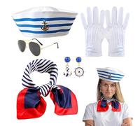 Générique Sailor Outfit Women - Navy Boat Scarf Hat Sunglasses Set Adults | 5X Scene Clothes For, Halloween, Christmas, Cosplay