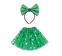 Générique Saint Patrick Day Set D'accessoires de Costume Green Tutu Tulle Skirt et Shamrock Headband Necklace Deguisement Saint Patrick Femme Tutu Femme Saint Patrick Enfant