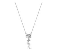 Générique Saint Valentin 925 Silver Rose Collier Femme Français Drill Petite Clavicule Chaîne Lumière De Luxe Fleur Collier (Silver, One Size)