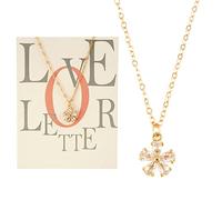 Générique Saint Valentin Collier Fleur Pendentif Chaîne Collier Avec Carte Message Carte Cadeau Pour Femme (Gold, One Size)