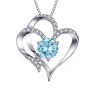 Générique Saint Valentin Douze Amour Collier Pendentif En Argent Lettres Mois Pendentif Collier Coeur Forme Coeur Zircon À De Naissance Femme Colliers Pendentifs (C, One Size)