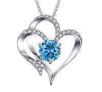 Générique Saint Valentin Douze Amour Collier Pendentif En Argent Lettres Mois Pendentif Collier Coeur Forme Coeur Zircon À De Naissance Femme Colliers Pendentifs (L, One Size)