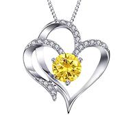 Générique Saint Valentin Douze Amour Collier Pendentif En Argent Lettres Mois Pendentif Collier Coeur Forme Coeur Zircon À De Naissance Femme Colliers Pendentifs (K, One Size)