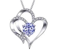 Générique Saint Valentin Douze Amour Collier Pendentif En Argent Lettres Mois Pendentif Collier Coeur Forme Coeur Zircon À De Naissance Femme Colliers Pendentifs (F, One Size)