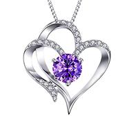 Générique Saint Valentin Douze Amour Collier Pendentif En Argent Lettres Mois Pendentif Collier Coeur Forme Coeur Zircon À De Naissance Femme Colliers Pendentifs (B, One Size)