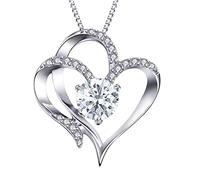 Générique Saint Valentin Douze Amour Collier Pendentif En Argent Lettres Mois Pendentif Collier Coeur Forme Coeur Zircon À De Naissance Femme Colliers Pendentifs (D, One Size)