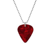 Générique Saint Valentin Guitare Rembourrage Pendentif Collier Étrange Horreur Choses Guitare Pick Pendentif Collier Costume Cospaly Bijoux (Red, One Size)