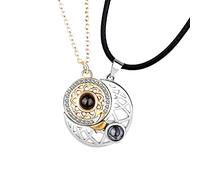 Générique Saint Valentin Moon 100 Projection Couples Sun Necklace I You Langues Colliers et pendentifs (A, One Size)