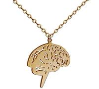 Générique Saint Valentin Pendentifs Cerveau Colliers Humain Chaînes Acier Inoxydable Tricolore Plaqué (B, One Size)