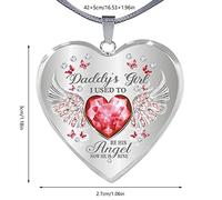 Générique Saint Valentin Pour papa et coeur collier fille Heart Daddy' Wingsss bijoux collier souvenir aile papa fille goutte Memorial colliers et pendentifs (C, One Size)