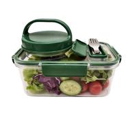 Générique Salad Jar With Side Opening - Glass | Reusable Meal Prep Food Container With Side Opening & Separate Sauce Container, Leakproof Storage For Home, Office, School, Gym, Picnic Use