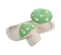 Générique Salière et Poivrière en Céramique de Champignon, Flacons à Épices Verts Compacts, Ensemble 1 Pièce, Bouteille de Poivre et Récipient à Sel Cuisine, Restaurant et Camping