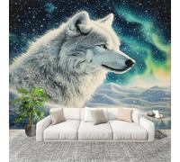 Générique Salon Chambre Murale Photo Animal Loup Arctique Papier Peint Intissé Résistant à l’humidité Murale Noir Pour Décoration Murale Moderne Poster Tableaux Photo Muraux 350x256cm
