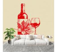 Générique Salon Chambre Murale Photo Lignes De Feuilles De Vigne Rouge Papier Peint Intissé Résistant à l’humidité Beige Pour Décoration Murale Moderne Poster Tableaux Photo Muraux 300x210cm