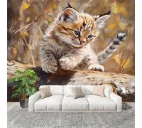 Générique Salon Chambre Murale Photo Lynx Animal Mignon Papier Peint Intissé Résistant à l’humidité Murale De Couleur Claire Pour Décoration Murale Moderne Poster Tableaux Photo Muraux 300x210cm