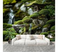 Générique Salon Chambre Murale Photo Motif De Jardin Japonais Papier Peint Intissé Résistant à l’humidité Murale Vert Pour Décoration Murale Moderne Poster Tableaux Photo Muraux 250x175 cm