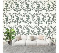 Générique Salon Chambre Murale Photo Texture De La Vigne VéGéTale Papier Peint Intissé Résistant à l’humidité Murale Gris-Vert Pour Décoration Murale Moderne Poster Tableaux Photo Muraux 250x175 cm