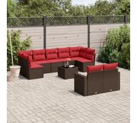 Générique Salon de Jardin 10 pcs avec Coussins Marron résine tressée,Salons de Jardin,77.8KG-3219424