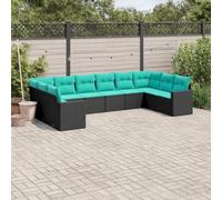Générique Salon de Jardin 10 pcs avec Coussins Noir résine tressée,Meubles, Mobilier de Jardin, Salons de Jardin, Noir (Poids 79KG)-9457