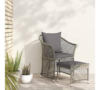 Générique Salon de Jardin 2 pcs avec Coussins Gris Résine tressée,Meubles,Mobilier de Jardin,Salons de Jardin,Gris,10.4KG,319688