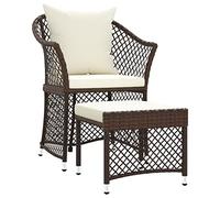 Générique Salon de Jardin 2 pcs avec Coussins Marron Résine tressée,Meubles,Mobilier de Jardin,Salons de Jardin,Brun,10.4KG,319686