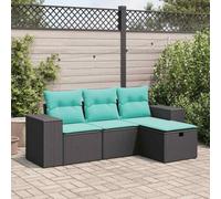 Générique Salon de Jardin 4 pcs avec Coussins Noir résine tressée,Meubles,Mobilier de Jardin,Salons de Jardin,Noir,37.2 KG,3325653