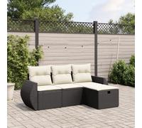 Générique Salon de Jardin 4 pcs avec Coussins Noir résine tressée,Meubles,Mobilier de Jardin,Salons de Jardin,Noir,32 KG,3264062