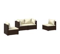 Générique Salon de Jardin 4 pcs avec Coussins Résine tressée Marron,Meubles,Mobilier de Jardin,Salons de Jardin,Brun,35.2KG,3102170