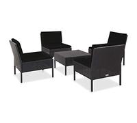 Générique Salon de Jardin 5 pcs avec Coussins résine tressée Noir,Meubles,Mobilier de Jardin,Salons de Jardin,Noir,32.4KG,48945