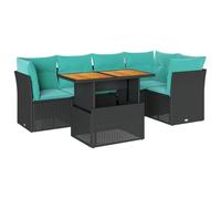 Générique Salon de Jardin 6 pcs avec Coussins Noir résine tressée,Meubles,Mobilier de Jardin,Salons de Jardin,Noir,59.8 KG,3326927