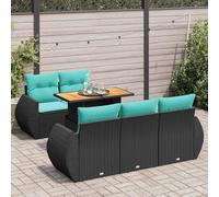 Générique Salon de Jardin 6 pcs avec Coussins Noir résine tressée,Meubles,Mobilier de Jardin,Salons de Jardin,Noir,60.8 KG,3327214