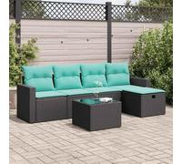 Générique Salon de Jardin 6 pcs avec Coussins Noir résine tressée,Meubles,Mobilier de Jardin,Salons de Jardin,Noir,49.8 KG,3325373