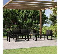 Générique Salon De Jardin 6 Pieces Aluminium Anthracite avec Coussins | Modulaire, Fauteuil Inclus, Confortable, Resistance Aux Intemperies, Construction Legere