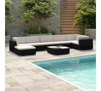 Générique Salon de Jardin 8 pcs avec Coussins Résine tressée Noir,Meubles,Mobilier de Jardin,Salons de Jardin,Noir,66.25KG,41261