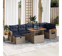 Générique Salon de Jardin 8pcs avec Coussins Marron résine tressée Acacia,Salons de Jardin,74.1KG-3328146