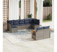 Générique Salon De Jardin 9 Pieces avec Coussins Gris Resine Tissee | Modulaire, Table Pliante Avec Ressort A Gaz, Housse Amovible Lavable, Poly Rotin Exterieur