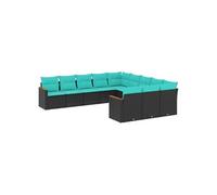 GENERIQUE Salon de jardin modulable - Lot de 11 pièces - Résine tressée noir