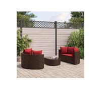 GENERIQUE Salon de jardin modulable - Lot de 5 pièces - Résine tressée marron