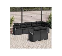 GENERIQUE Salon de jardin modulable - Lot de 8 pièces - Rotin - Noir - 55 x 62 x 85 cm
