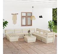 Générique Salon de Jardin Palette 9 pcs Bois d'épicéa imprégné,Meubles, Mobilier de Jardin, Salons de Jardin, Beige (Poids 155KG)
