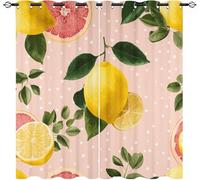 Générique Salon Rideau Occultant 2 Pièces 140L X 225H cm, Rose Clair Rideau Thermique Isolant Tenture Opaque à Oeillets ThèMe des Fruits Frais Rideaux Anti UV Decoration Chambre Enfant Adult