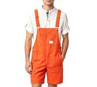 Générique Salopette Courte en Jean décontractée été Poches Utilitaire Travail Homme Robuste Denim Coupe Ample Bretelles Pratique Quotidien Tendance (Yellow, XXXXXL)
