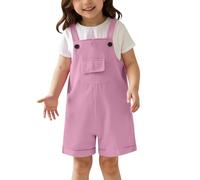 Générique Salopette Enfant Garçon Fille Couleur Unie Mignon Short Bretelles Été Scolaire Jardin d'enfants Âge 3-14 Ans(Purple, 11-12 Ans)