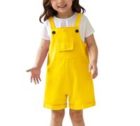 Générique Salopette Enfant Garçon Fille Couleur Unie Mignon Short Bretelles Été Scolaire Jardin d'enfants Âge 3-14 Ans(Yellow, 8-9 Ans)