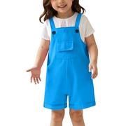 Générique Salopette Enfant Garçon Fille Couleur Unie Mignon Short Bretelles Été Scolaire Jardin d'enfants Âge 3-14 Ans(Sky Blue, 11-12 Ans)